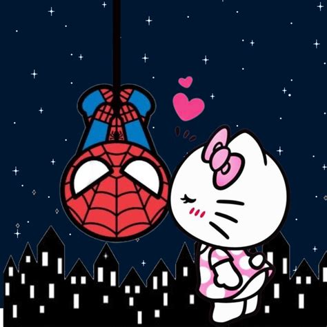 Hello Kitty & Spider-Man Kissing | Kitty drawing, Hello kitty wallpaper ...