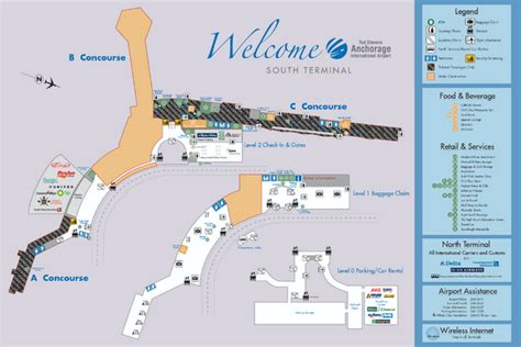 Ted Stevens Anchorage International Airport - South Terminal Map - Ted ...