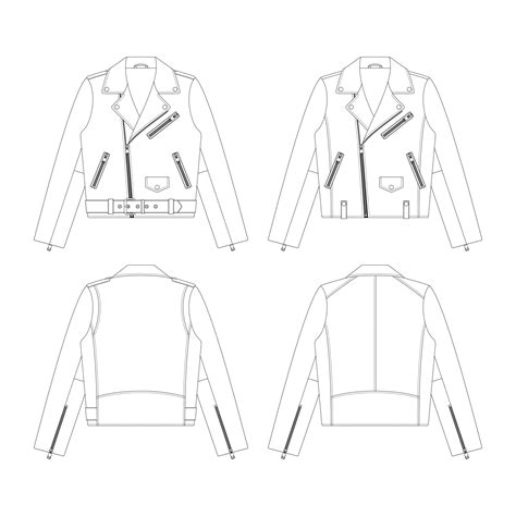 Template leather bike jacket vector illustration flat design outline ...