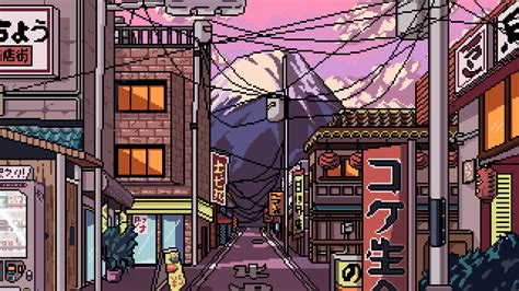 Japanese Streets (Pixel art wallpaper) by citrusmillie on Newgrounds