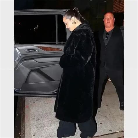 Rare Beauty Event 2023 Selena Gomez Black Faux Fur Long Coat