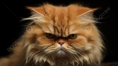 Small Orange Cat With Long Curly Hair Is Standing With An Angry Face ...