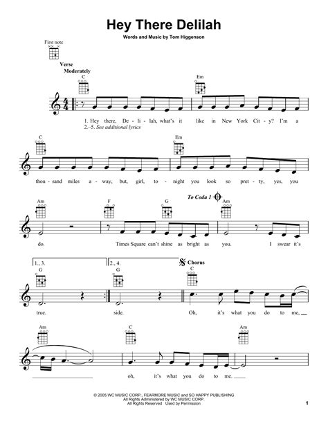 Hey There Delilah | Sheet Music Direct