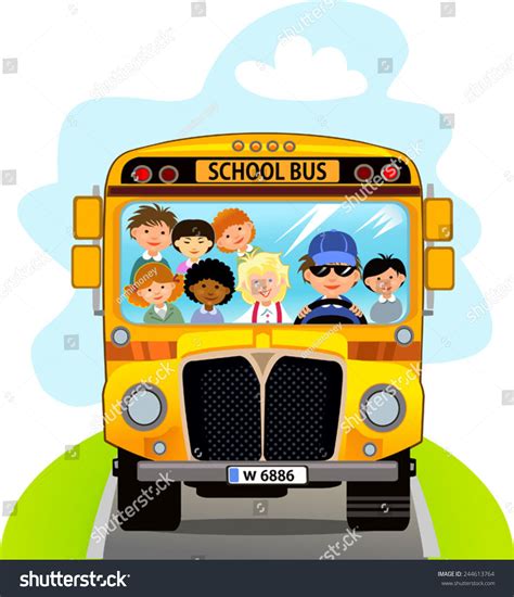 Cartoon School Kids Riding School Bus Stock Vector (Royalty Free ...