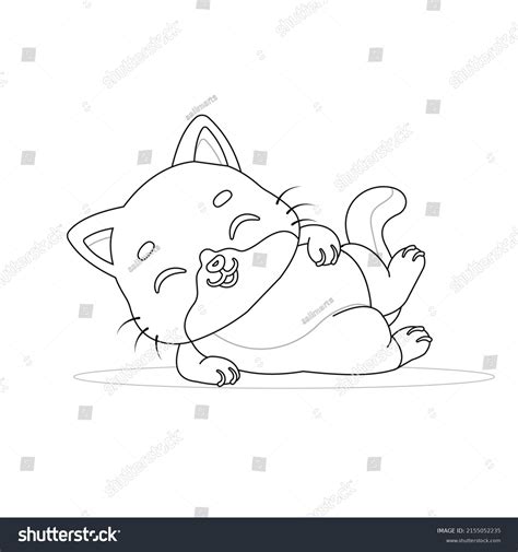 Happy Cat Laying Outline Vector Stock Vector (Royalty Free) 2155052235 ...