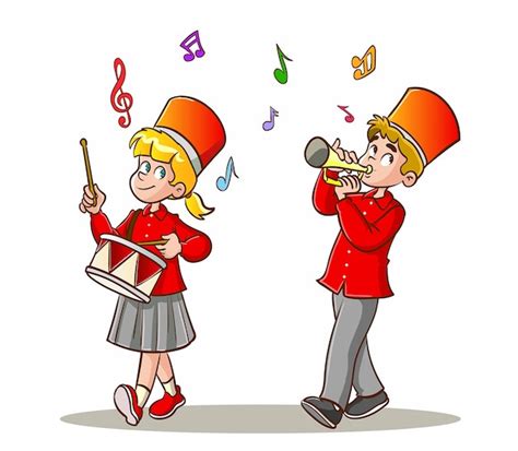 Premium Vector | Cartoon kids marching band parade. Child musicians on ...