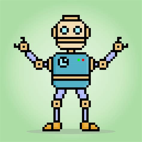 8 bit pixel robot in vector illustrations for game assets. 11713428 ...