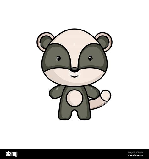 Cute cartoon badger logo template on white background. Mascot animal ...