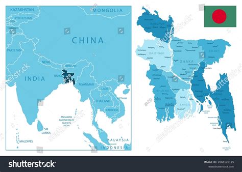 Bangladesh Highly Detailed Blue Map Vector Stock Vector (Royalty Free ...