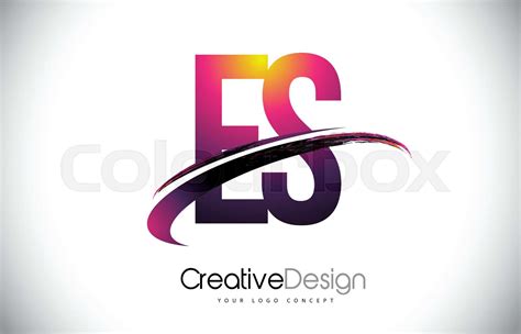 ES E S Purple Letter Logo with Swoosh Design. Creative Magenta Modern ...