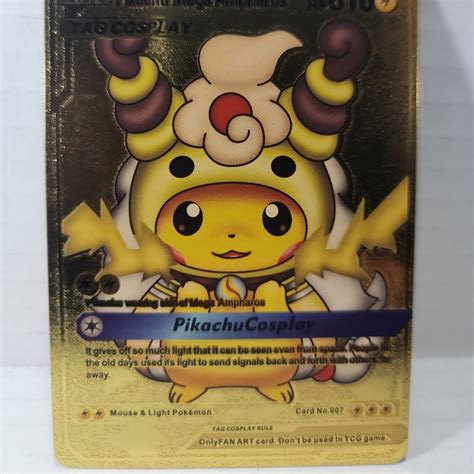 Mavin | Pikachu and Mega Ampharos Tag Cosplay Gold Foil Pokemon card-