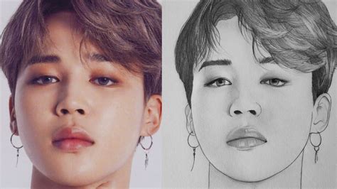 Bts Suga Sketch Step By Step - How To Draw Jimin Bts | Dozorisozo