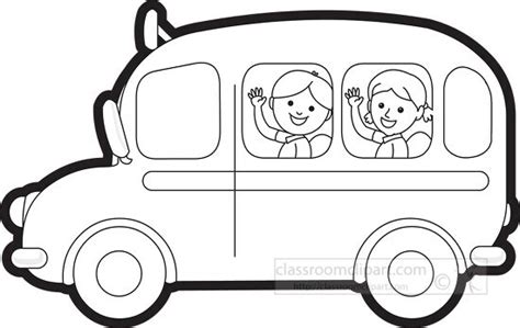 Transportation Outline Clipart-school bus with children black outliine ...