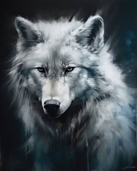 Snow -white wolf Painting by Alexandr Kharitonov | Saatchi Art