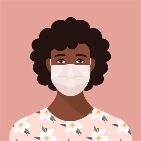 Portrait of a Black Woman Wearing a Face Mask 1220910 Vector Art at ...