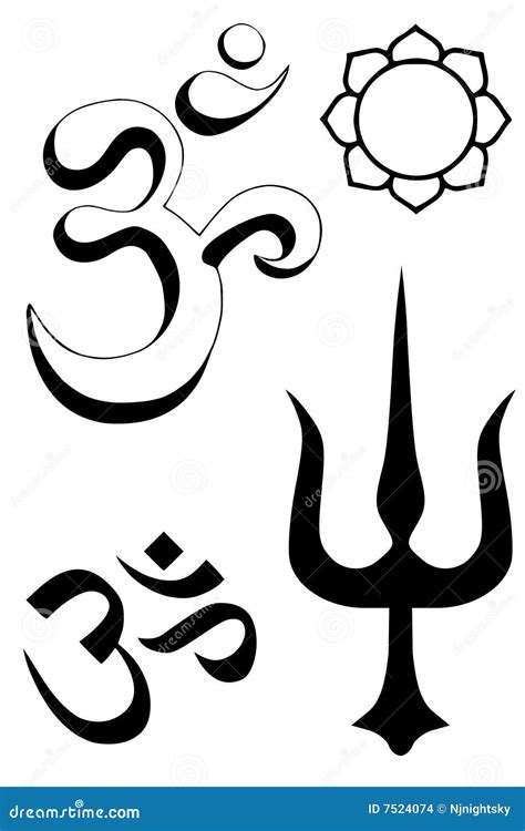 Hindu religious symbols stock vector. Illustration of indian - 7524074