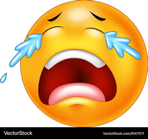 A sad crying emoticon smiley face character Vector Image