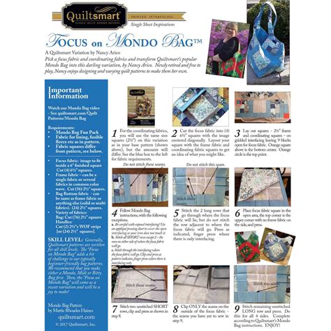 Quiltsmart Mondo Bag Pattern & Printed Interfacing Bag Kit - OzQuilts