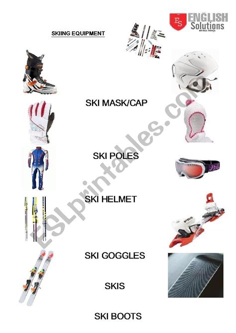 Skiing Equipment - ESL worksheet by rafaelaf