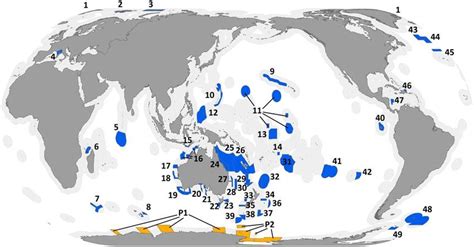 Map of all large marine protected areas used in this study. Blue areas ...