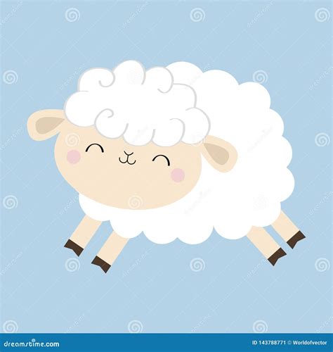 Sheep Lamb Icon. Cloud Shape. Jumping Animal. Cute Cartoon Kawaii Funny ...