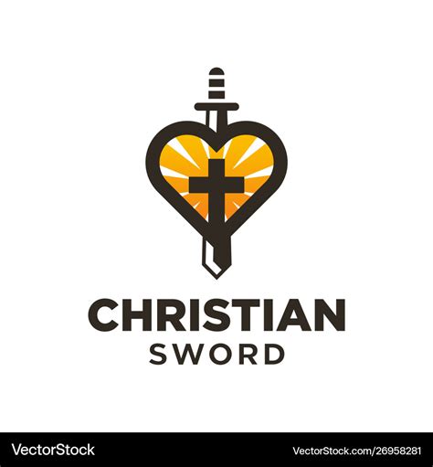 Christian sword church cross logo design Vector Image