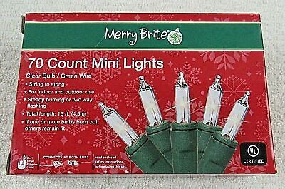 MERRY BRITE 70 Count Mini Christmas Lights Clear Bulb Green wire ...