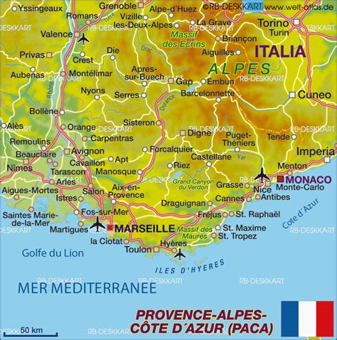 Map of Provence-Alpes-Cote d´Azur (State / Section in France) | Welt ...