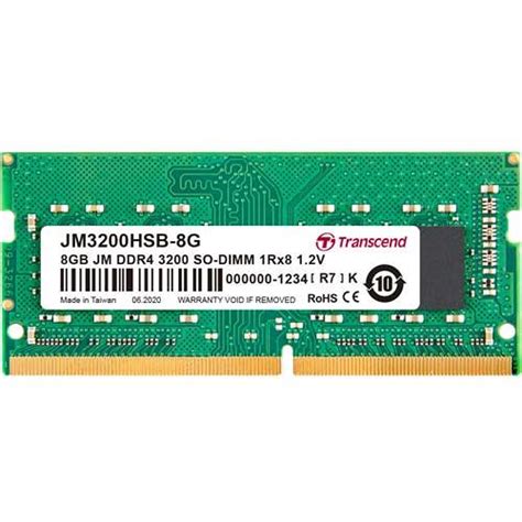 Transcend 8GB DDR4-3200MHz SO-DIMM (JetRam) Unbuffered Memory ...