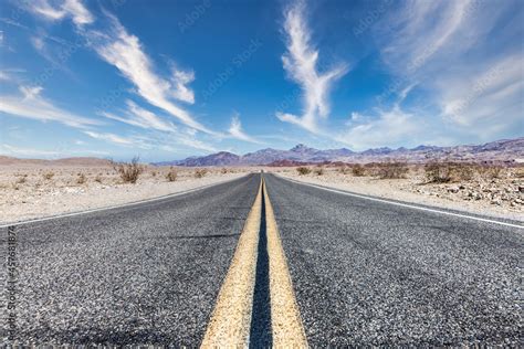 Route 66 in the desert with scenic sky. Classic vintage image with ...