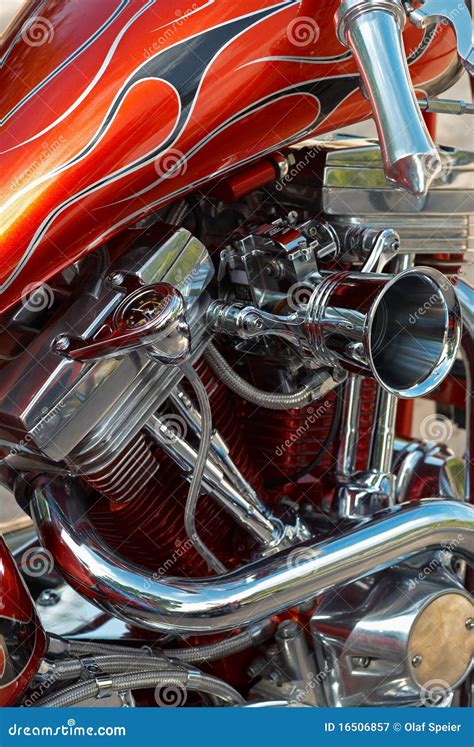 V-2 engine stock image. Image of detail, chrome, customized - 16506857