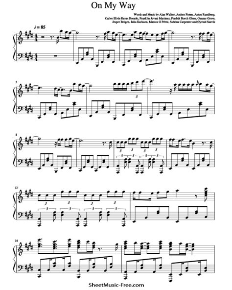 On My Way Sheet Music Alan Walker, Sabrina Carpenter and Farruko ...