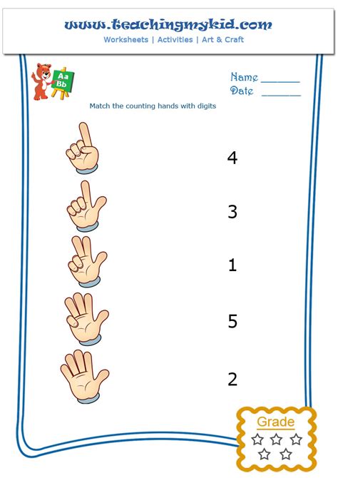 math activities for kindergarten - Counting Hands - Worksheet - 1