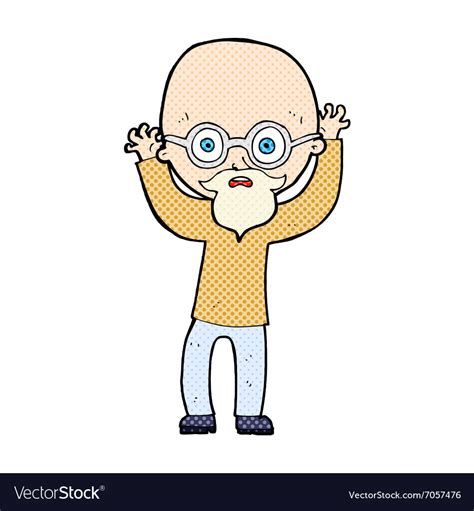 Comic cartoon stressed bald man Royalty Free Vector Image