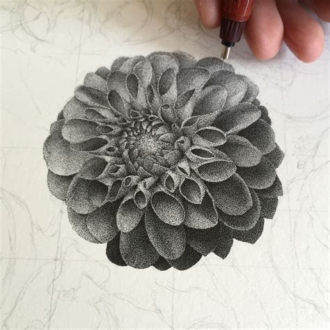 Flowers made of millions of tiny dots - post | Stippling art, Ink pen ...