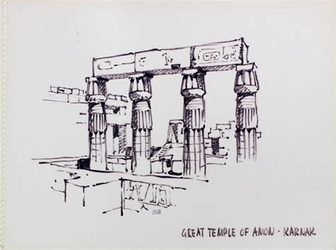 Great Temple of Amun at Karnak, Egypt, Travel Sketch | The Art ...