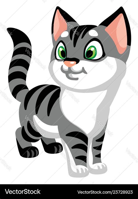 Cartoon grey cat Royalty Free Vector Image - VectorStock