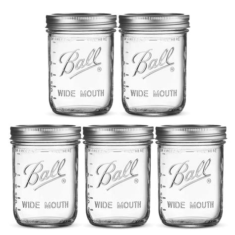 Buy SEWANTA Wide Mouth Mason Jars 16 oz [5 Pack] With mason jar lids ...