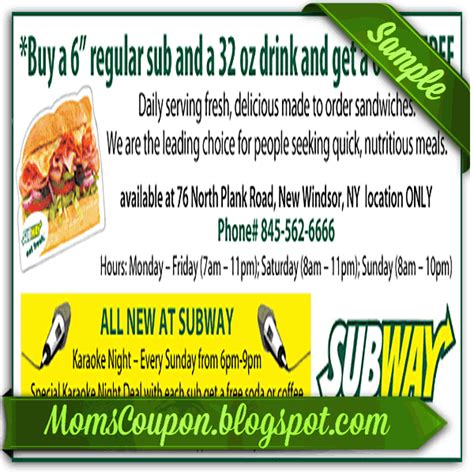 More ways to get coupons for Subway | Free Printable Coupons 2015