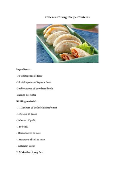 Chicken Cireng Recipe Contents | PDF