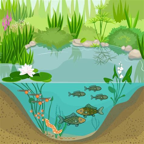 Pond Ecosystem Life Cycle Fish Sequence Stages Development Fish Egg ...