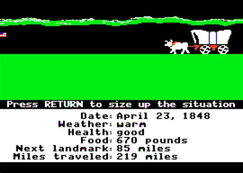 The Oregon Trail (Apple II), MECC, 1985 What do...