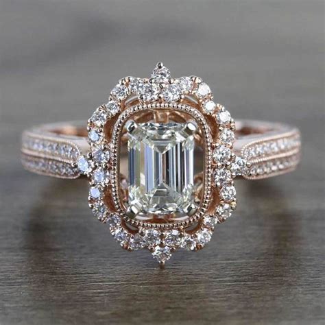 Vintage Halo Diamond Engagement Ring In Rose Gold