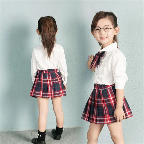 90 130cm Children British Style School Uniform for Kids Girls White ...