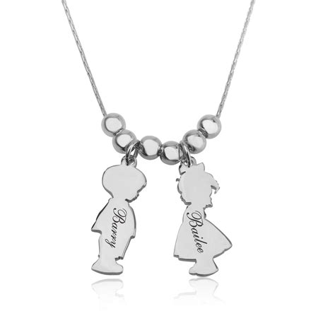 Children Charms Necklace with Name Engraved