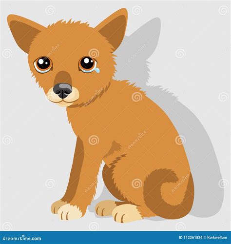 Weep Homeless Pet. Sad Crying Dog Cartoon Vector Illustration ...