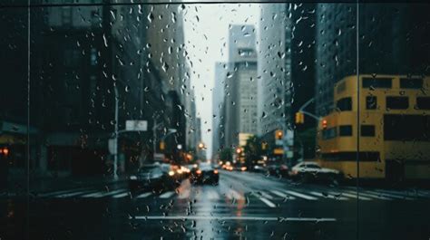 Premium AI Image | Rainy City View Through Glass Window