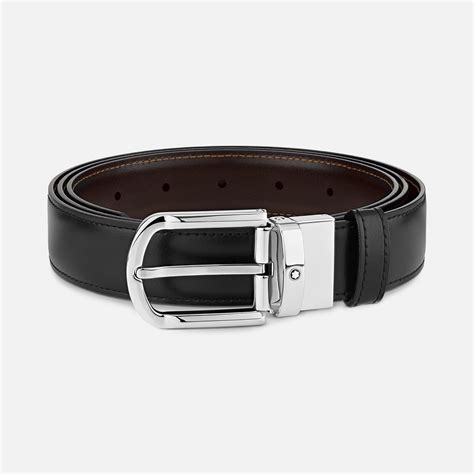 Horseshoe buckle black/brown 30 mm reversible leather belt - Luxury ...