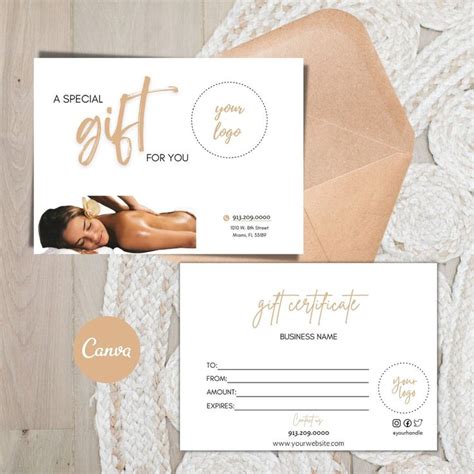 Gift Certificate Template Spa Gift Card Template Gift - Etsy Canada in ...