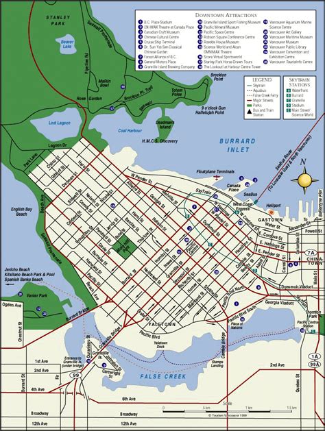 Downtown Vancouver map - tourist attractions in Vancouver